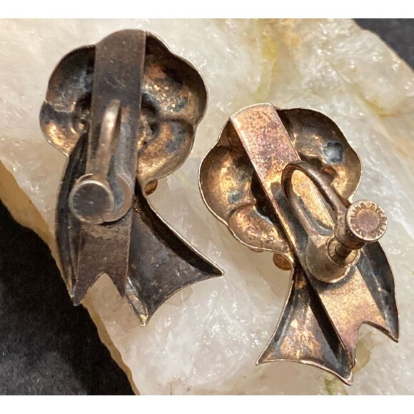 Vintage Sterling Silver 925 Blue Rhinestone Screw Back Earrings 10g 1.25'' Tall‎ - Picture 3 of 11